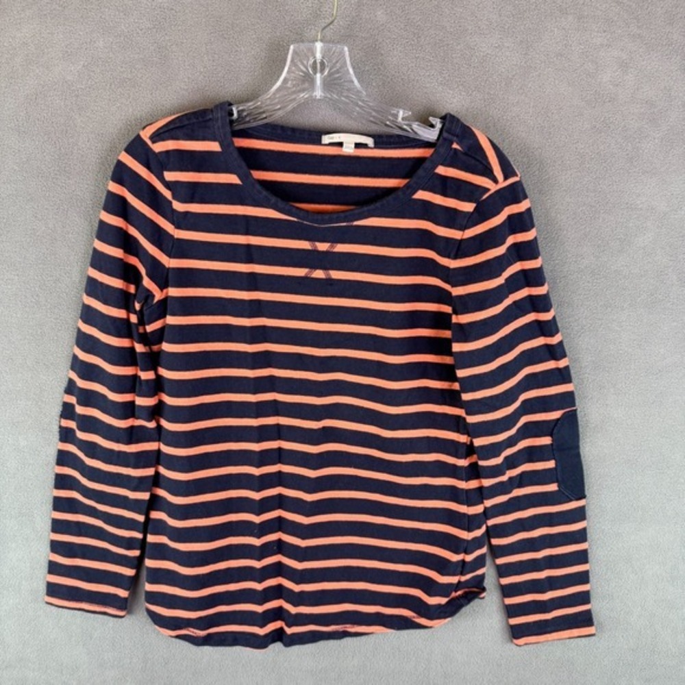 GAP Women's Sweater M Long Sleeve Shirt Coral Striped‎ Y2K Skate Elbow patches